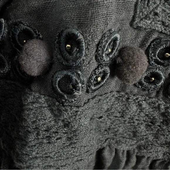 Velvet Graham & Spencer Womens Beaded Embroidered Top Gray Cotton Size Small - Picture 7 of 9